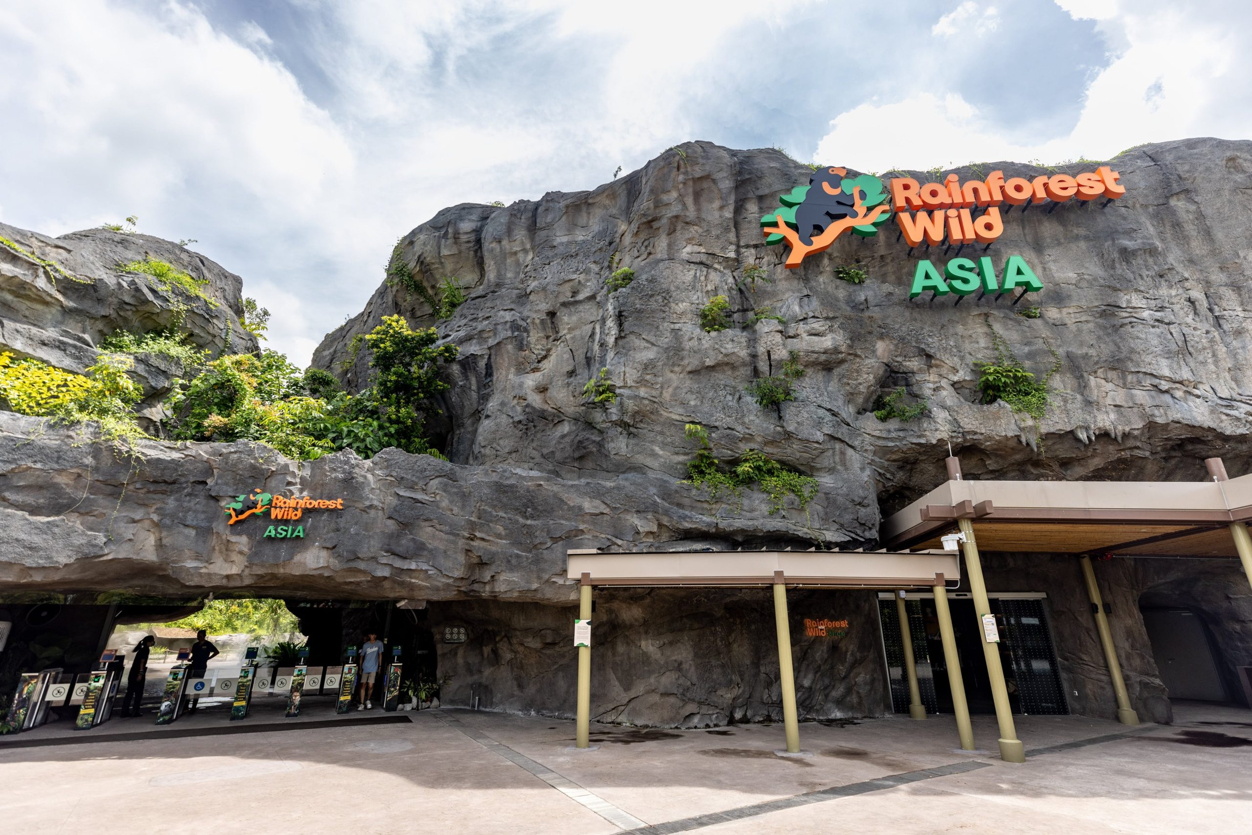 Rainforest Wild Asia entrance set against blue skies
